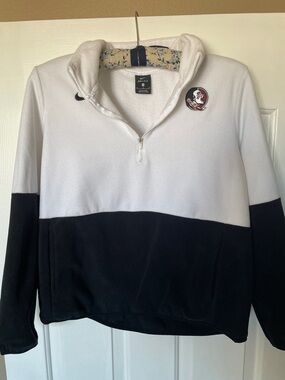Florida State Nike Women's White and Black Quarter-Zip Fleece Pullover